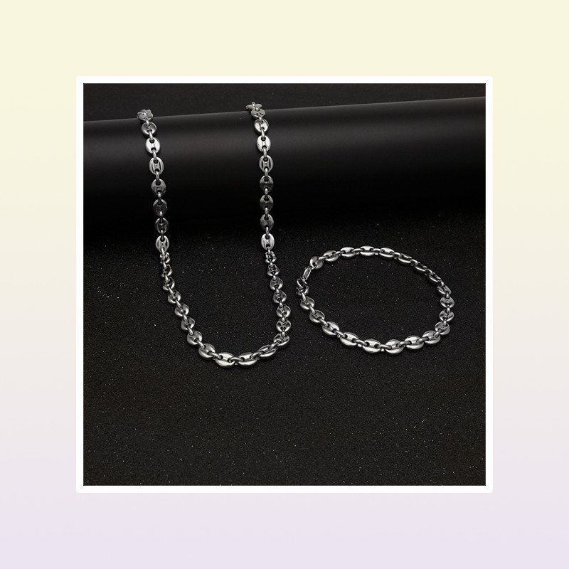 Coffee Beans Link Chain 74MM Necklace For Men Stainless Steel Rope Link chain Necklaces Fashion Hip hop Men Jewelry