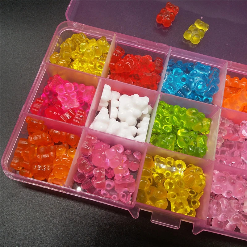 Nail Art Decorations 120PCS/Box Fashion Cute Resin Gummy Bear Nail Charms Gems for Woman Girls Cartoon Jewelry DIY 3D Nail Art Decoration Accessories 