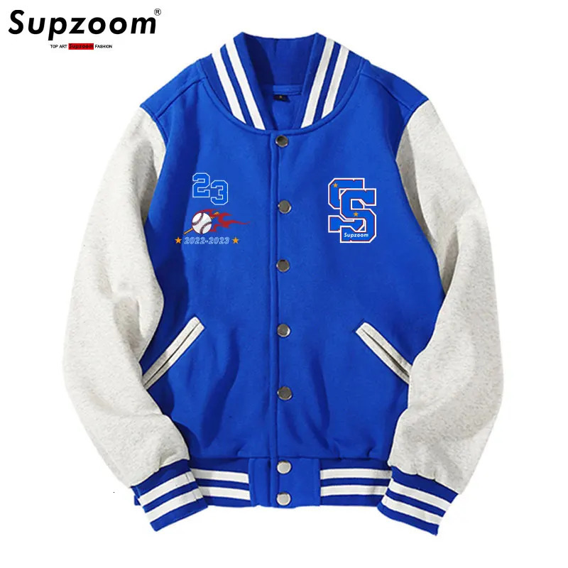 Men's Jackets Supzoom Arrival Autumn Baseball Wear Students Fat Teenagers Preppy Style Rib Sleeve Short Print Bomber Jacket Men 231211