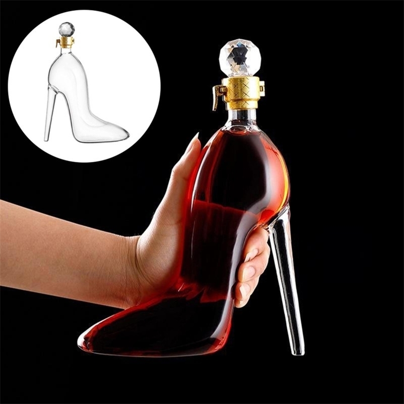 Bar Tools 350ml and 700ml High heeled Shoe Models Red Wine Decanter Empty Bottle Glass Thickened Whiskey 231211