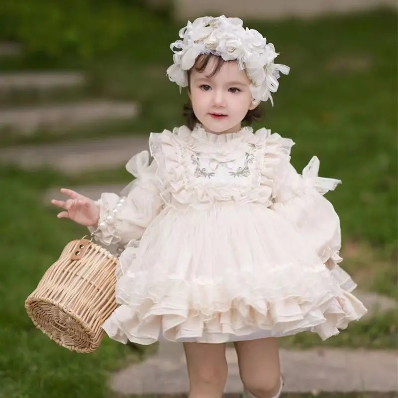 Girl s Dresses Baby Girl Lolita Princess Dress Toddler Child Vintage Elegant Bow Lace Tutu Vestido Party Birthday Costume Clothes 1 10Y 231211