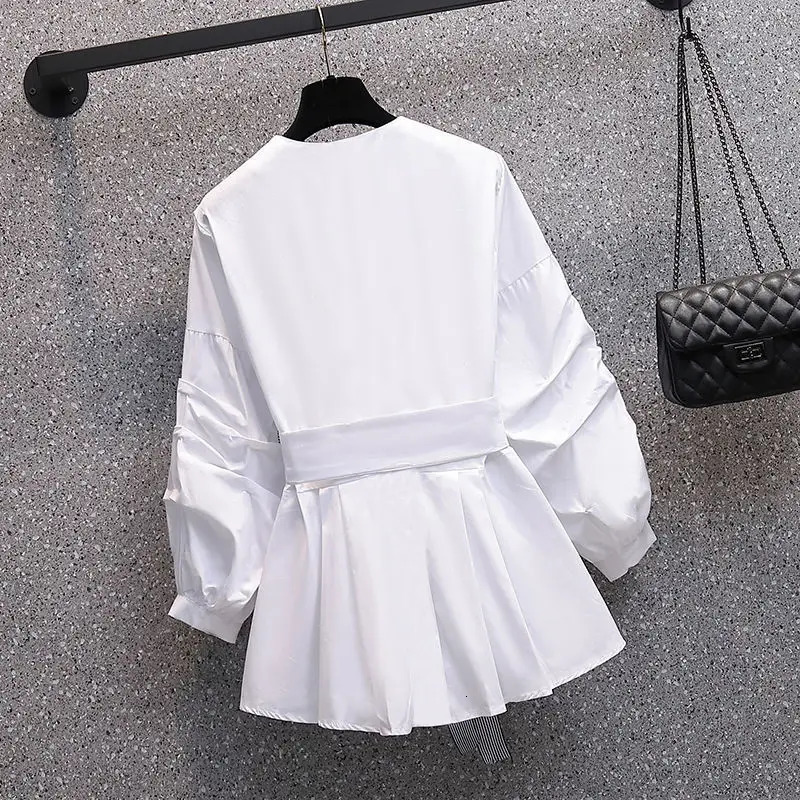 Women's Two Piece Pants OverSize Twopiece Suit Clothing Spring Summer Long Sleeve V Neck Blouse 231211