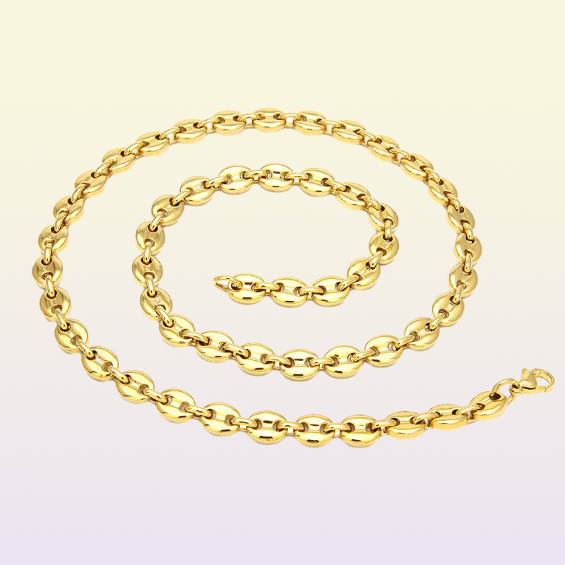 Coffee Beans Link Chain 74MM Necklace For Men Stainless Steel Rope Link chain Necklaces Fashion Hip hop Men Jewelry