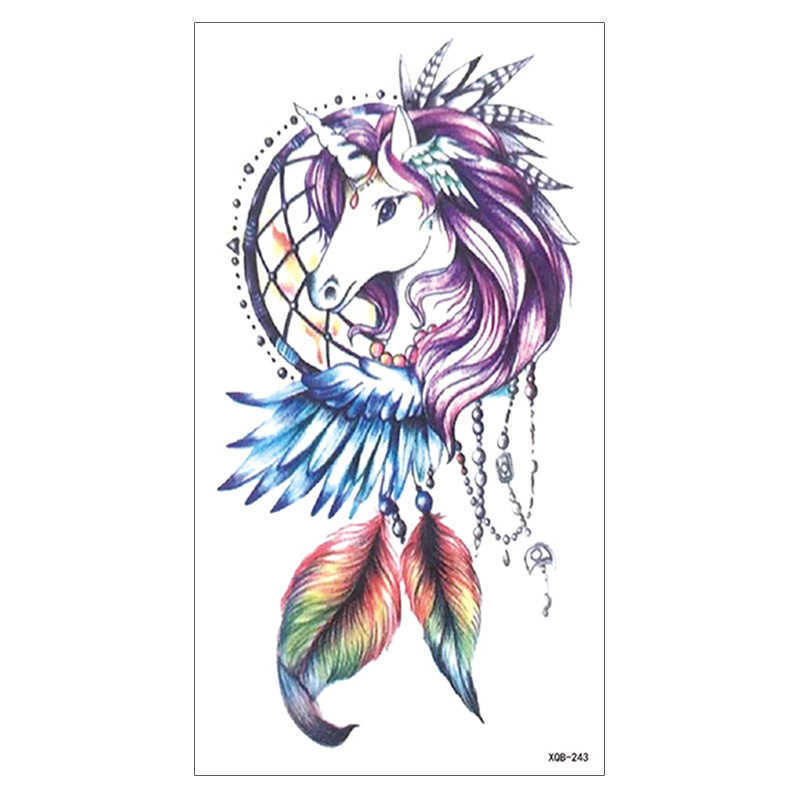 New Small Full Arm Flower Tattoo Sticker Waterproof Durable Female Black and White Sketch Owl