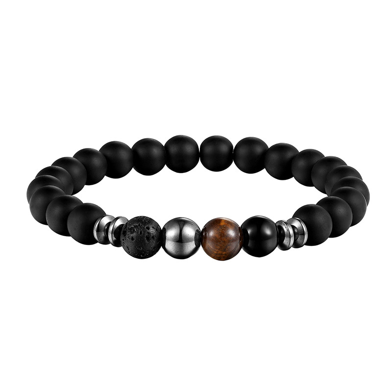 8mm Matted Black Tiger Eye Bracelet Healing Balance Beads Reiki Buddha Prayer Natural Stone Yoga Bracelet for Women Men