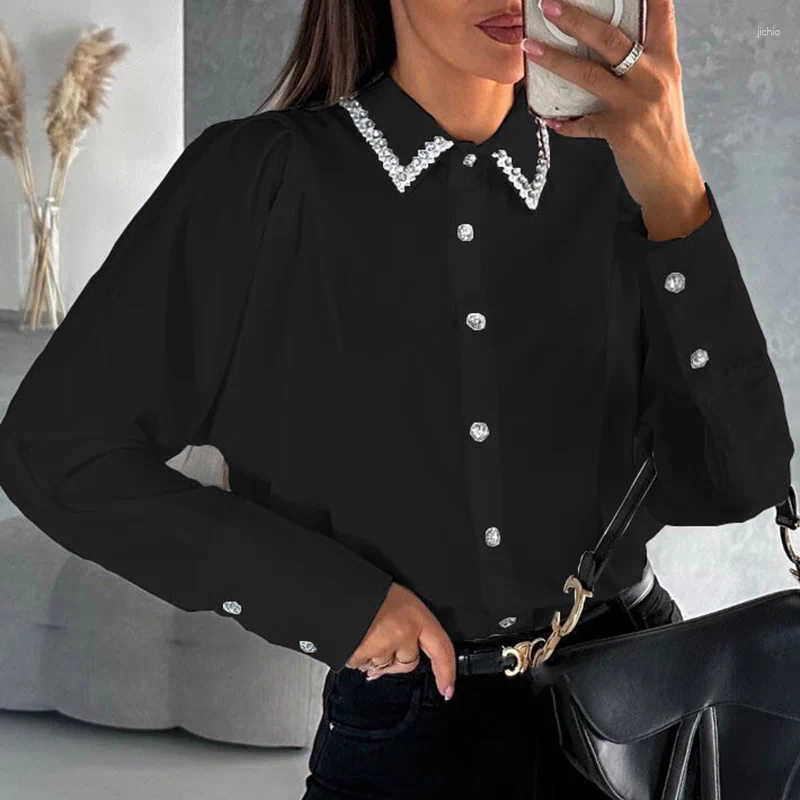 Womens Blouses Long Sleeve Single-Breasted Women Spring Summer Loungewear Solid Top Turn-Down Collar Fashion Ladies Shirts Streetwear