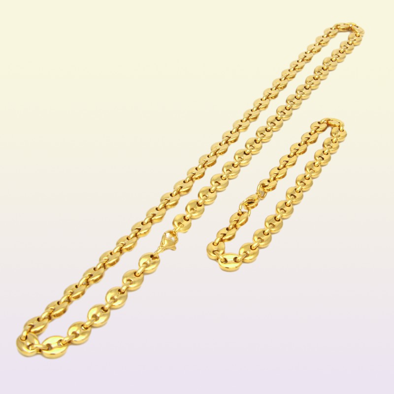 Coffee Beans Link Chain 74MM Necklace For Men Stainless Steel Rope Link chain Necklaces Fashion Hip hop Men Jewelry