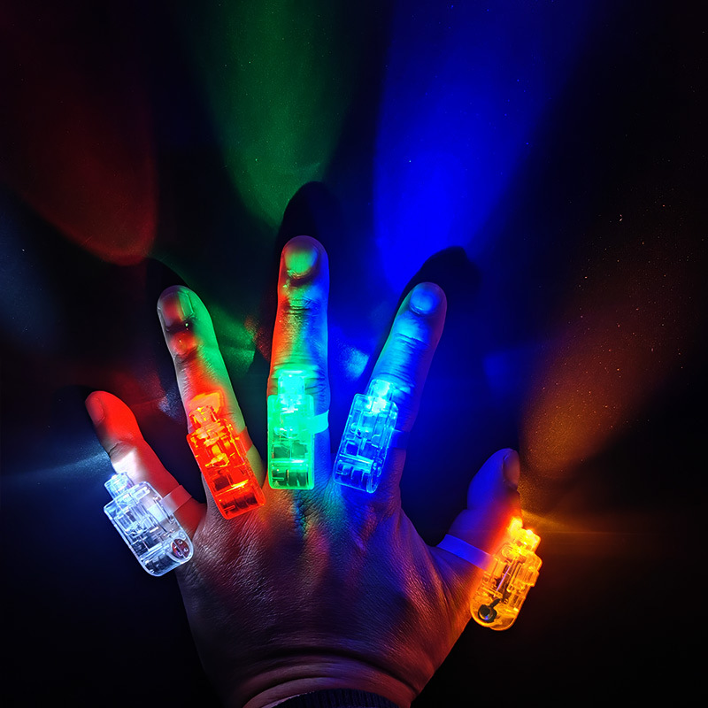 Mini LED Finger Lights Small Size Toy Night Lights Whole Pull On Off laser