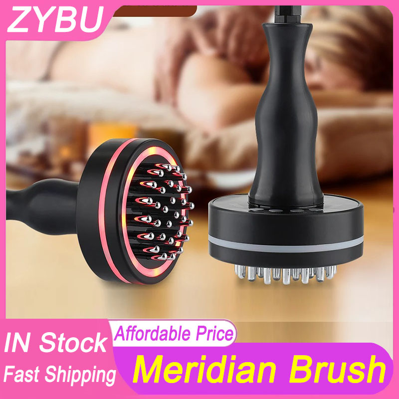 Microcurrent Cellulite Massager Heating Vibration Handheld Lymphatic Drainage Massager Electric Meridian Massage Brush Red Light Infrared Heat Physiot