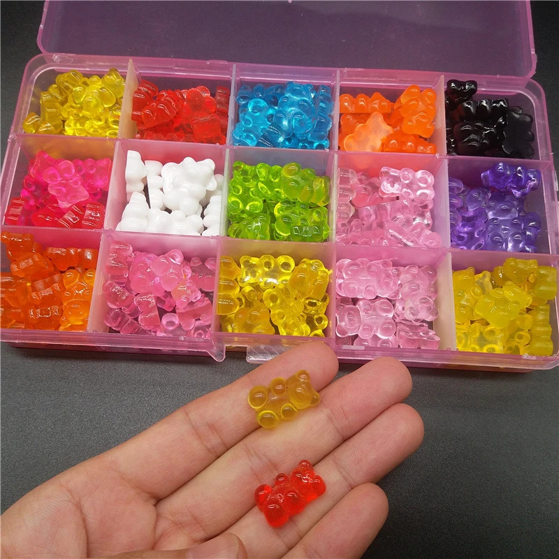 Nail Art Decorations 120PCS/Box Fashion Cute Resin Gummy Bear Nail Charms Gems for Woman Girls Cartoon Jewelry DIY 3D Nail Art Decoration Accessories 