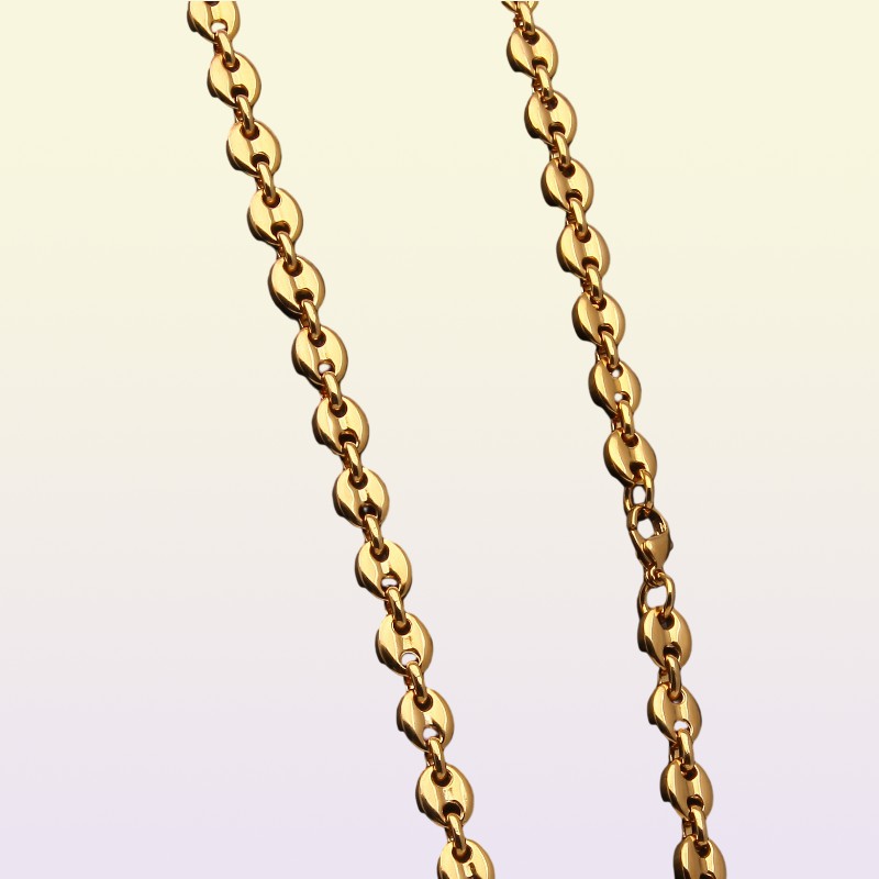 Coffee Beans Link Chain 74MM Necklace For Men Stainless Steel Rope Link chain Necklaces Fashion Hip hop Men Jewelry