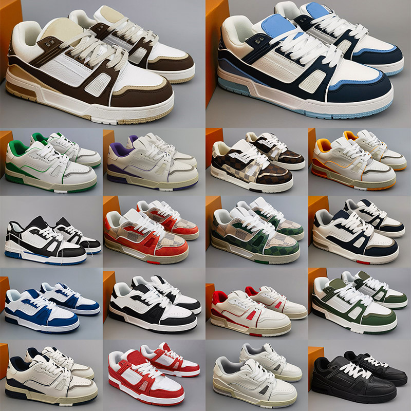 Designer Virgil Trainer Sneaker Running Shoes Calfskin Leather Abloh White Green Red Blue Letter Overlays Platform Casual Low Sneakers Size 36-45