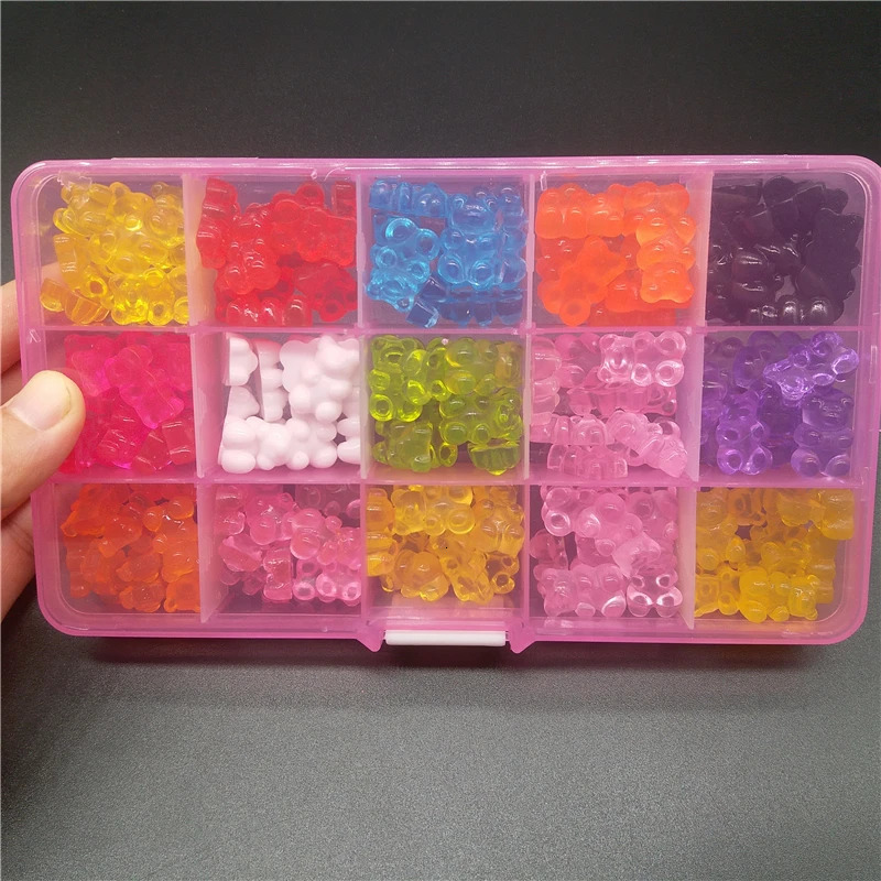 Nail Art Decorations 120PCS/Box Fashion Cute Resin Gummy Bear Nail Charms Gems for Woman Girls Cartoon Jewelry DIY 3D Nail Art Decoration Accessories 