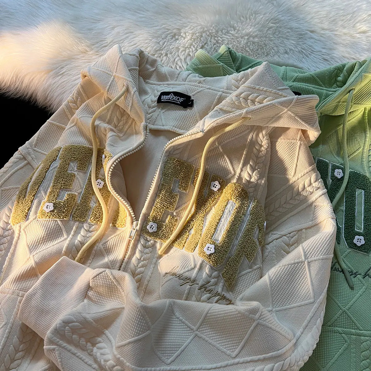 Men's Hoodies Sweatshirts Green American streetwear hoodies student retro jacket ins style cardigan couple loose sweatshirt y2k zipper harajuku h