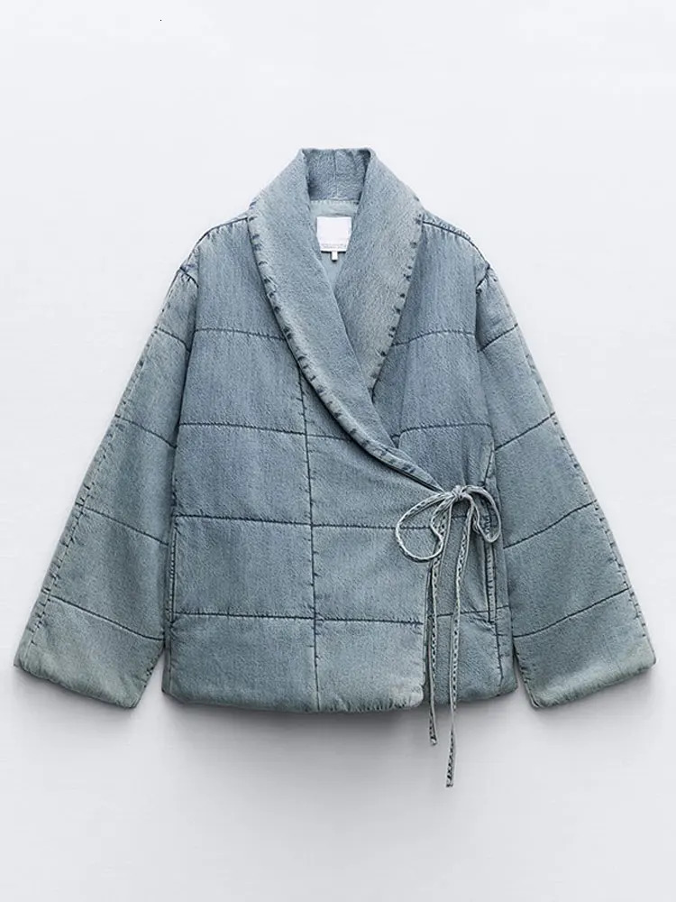 Womens Jackets Vintage Turndown Collar Lace Up Jacket Women Fashion Plaid Long Sleeve Cotton Coat Autumn Winter Female Street Outwear 231212