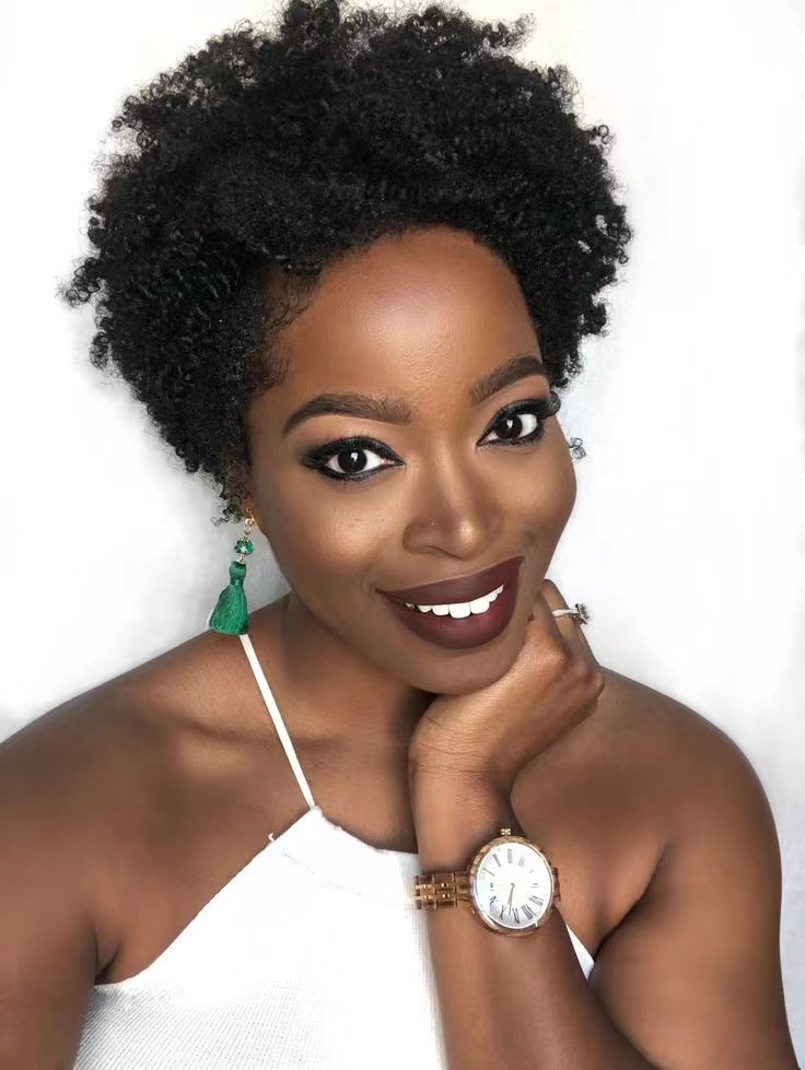 Tapered cut natural hair ponytail puff kinky curly short high drawstring ponytail human hair crochet braids updo bun topper hairpiece 120g