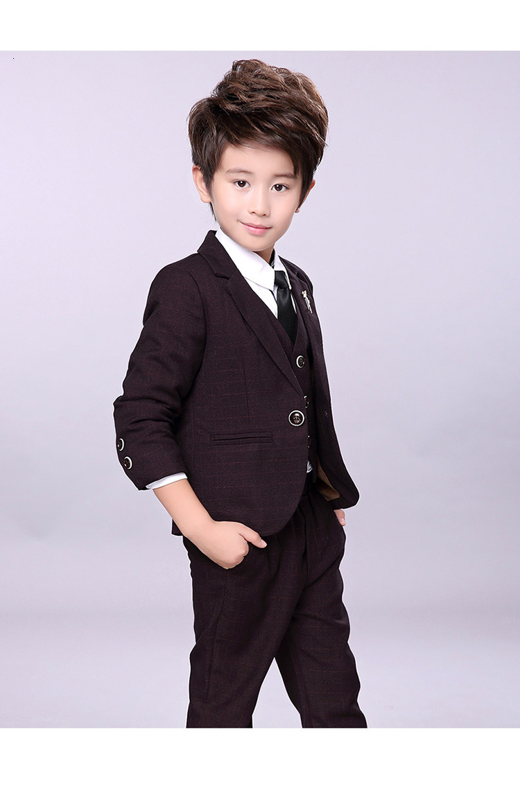 Suits Autumn and winter children's Blazer suit boys' British flower children's dress boys' vest three piece suit 230906