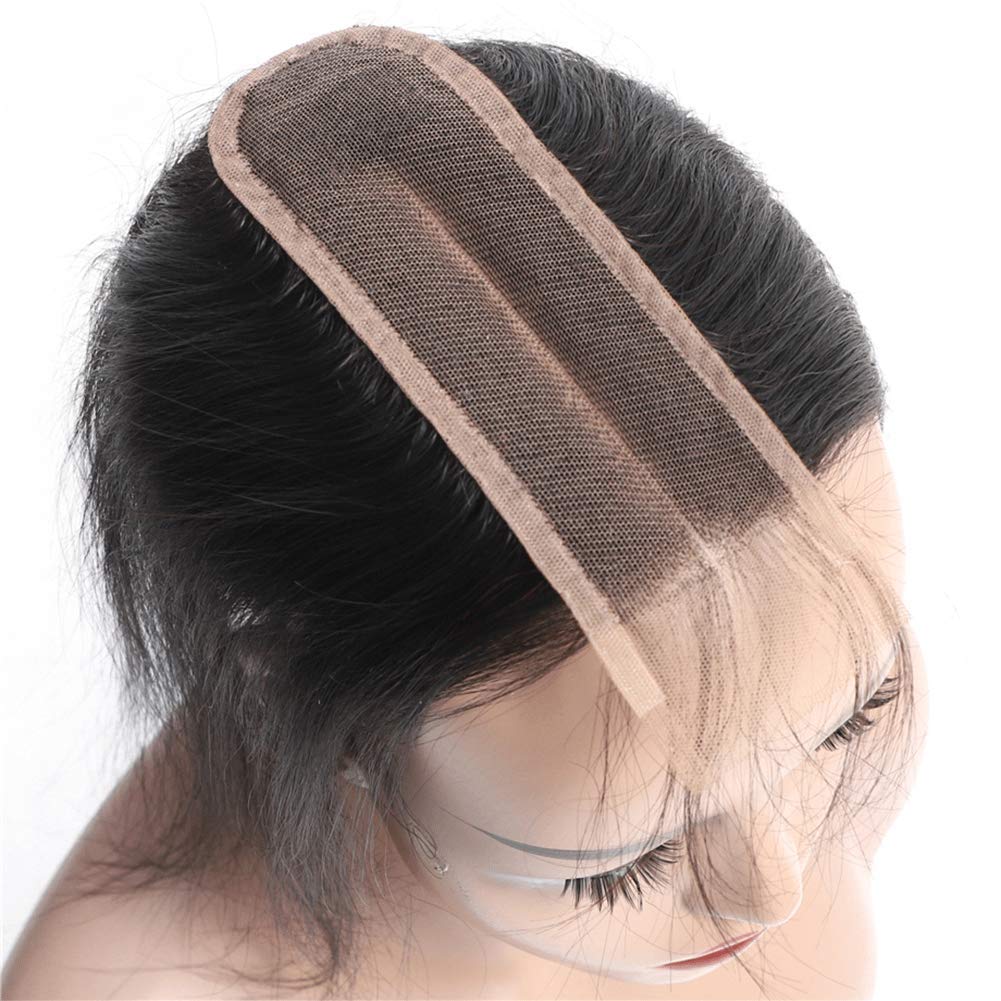 Brazilian 2x6 Lace Closure Straight 100% Human Hair Deep Middle Part Straight Transparent Lace Closure Remy Hair Kim K Closure with Baby Hair Natural 