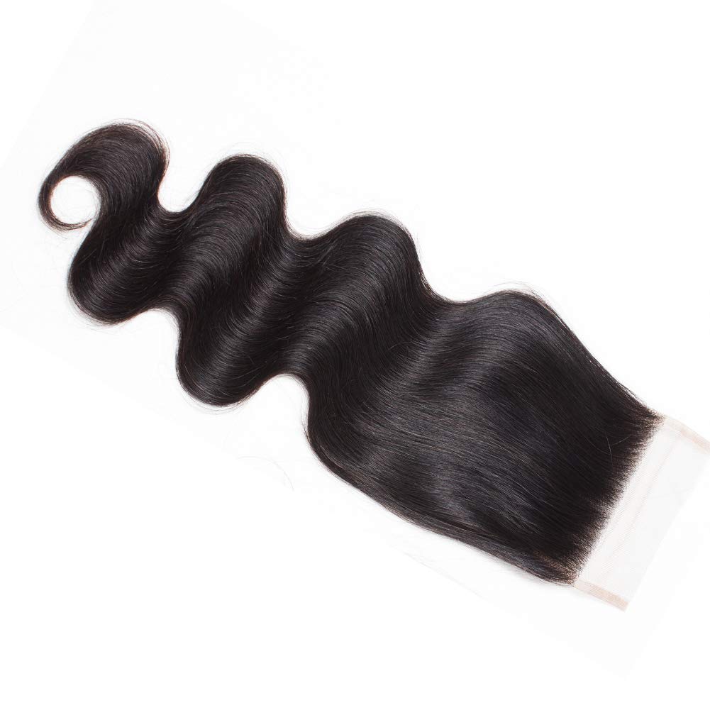 Brazilian Body Wave 5X5 Closure100% Human Deep Part Transparent Lace Closure Remy With Baby Hair Natural Color