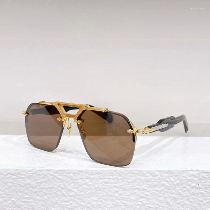 Sunglasses Luxury Fashion Trend Stainless Polygon Rectangle Sun Glasses For Men Women Sunlight Shades Eyeglass SILVERTON A Top High Quality