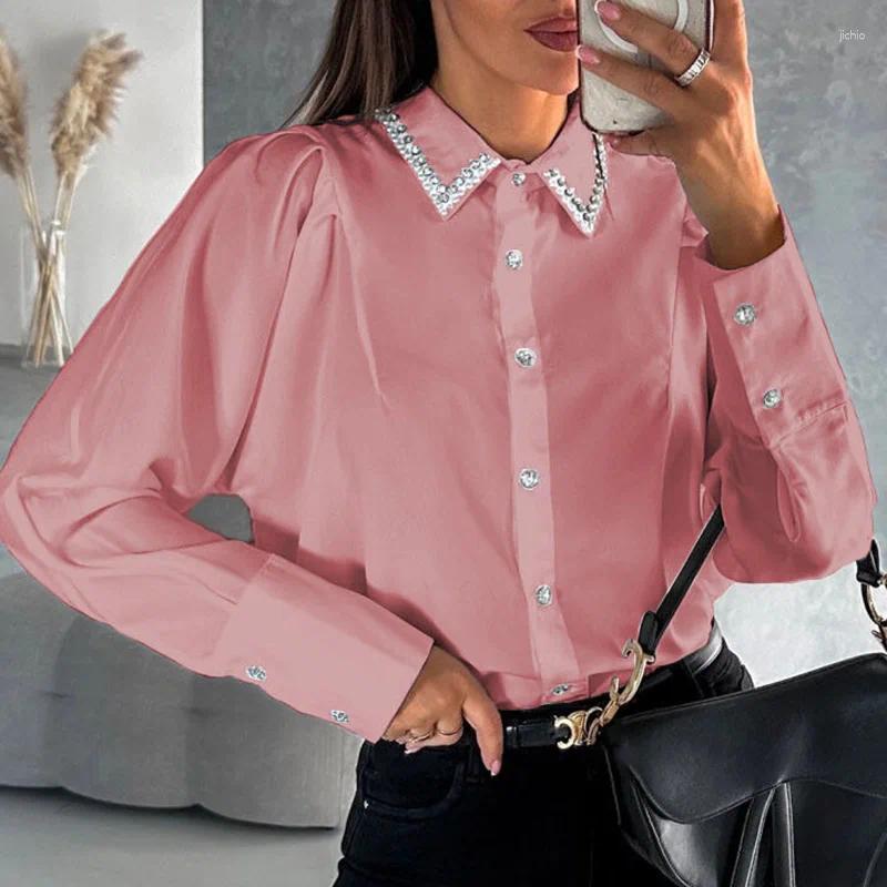Womens Blouses Turn-Down Collar Loungewear Women Spring Summer Long Sleeve Top Button Patchwork Ladies Cardigan Shirts Streetwear