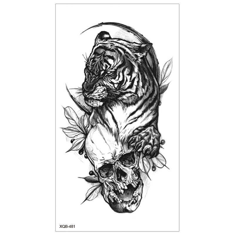 New full arm tattoo sticker beautiful snake waterproof black tiger lion