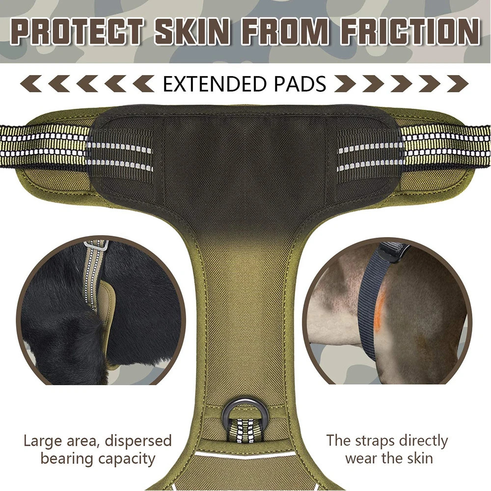 Dog Collars Leashes Tactical Dog Harness for Small Large Dogs No Pull Adjustable Pet Harness and leash Set Reflective K9 Working Training Vest 231212