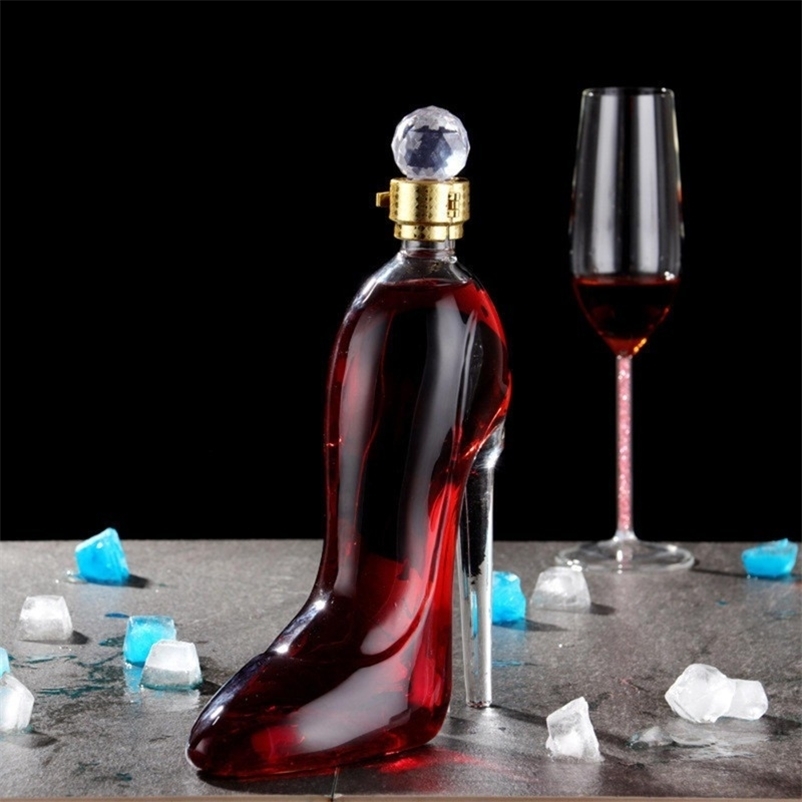 Bar Tools 350ml and 700ml High heeled Shoe Models Red Wine Decanter Empty Bottle Glass Thickened Whiskey 231211