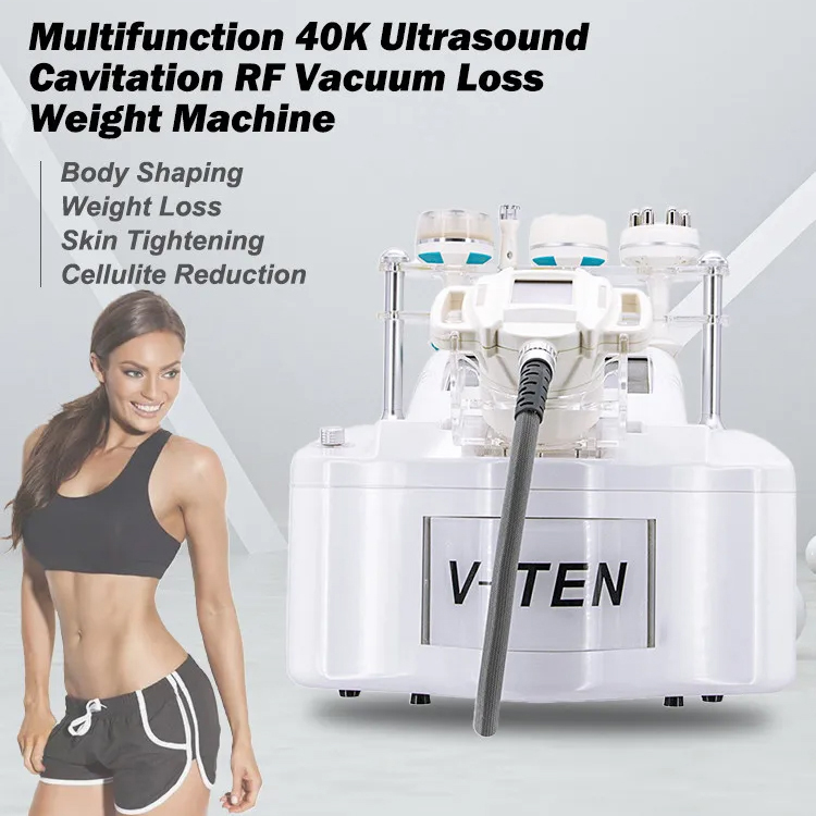Upgraded V10 Vacuum + 40Khz + RF + Infrared Body Slimming Fat Dissolving 5 Handles Lymphatic Drainage Wrinkle Dispelling Roller Massage Equipment