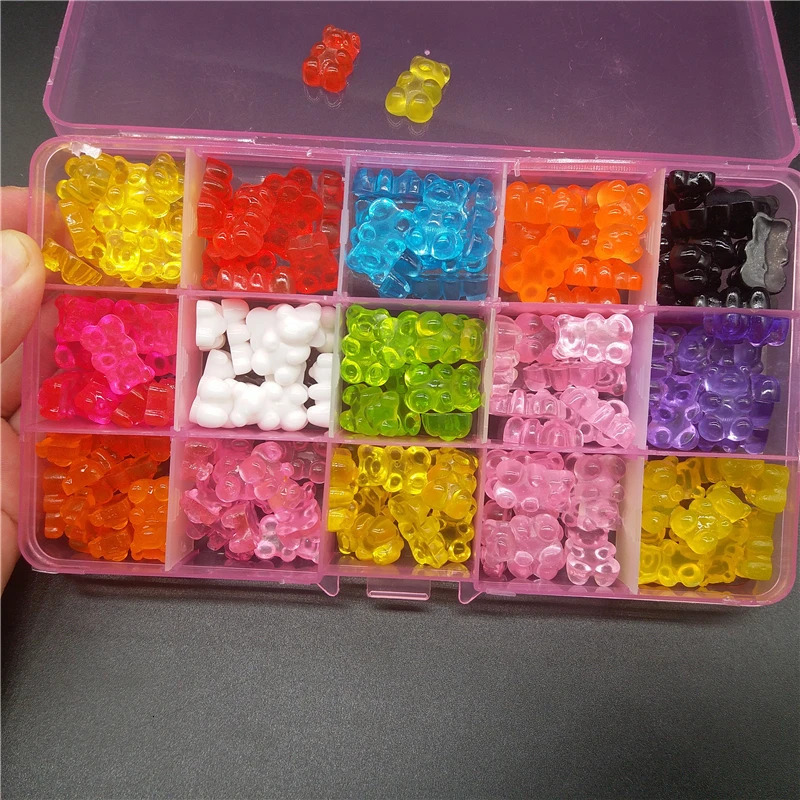 Nail Art Decorations 120PCS/Box Fashion Cute Resin Gummy Bear Nail Charms Gems for Woman Girls Cartoon Jewelry DIY 3D Nail Art Decoration Accessories 