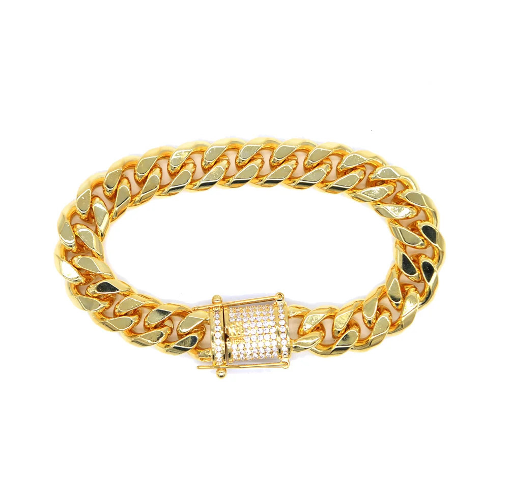 Anklets Gold Color Hip Hop Rock Women Anklet Micro Pave CZ Clasp Cuban Link Chain Foot Jewelry 231211