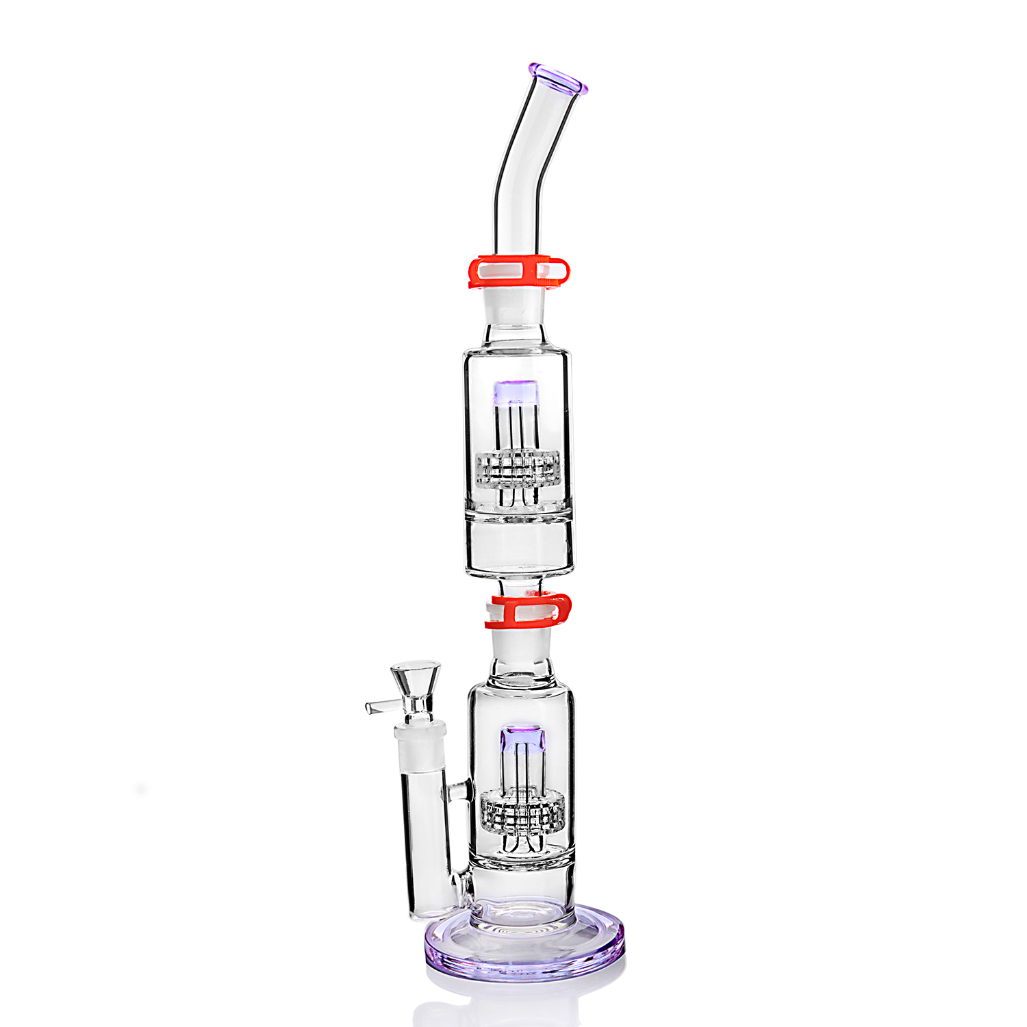 purple Straight Glass Bongs double removable perc birdcage perc Glass Water Pipes