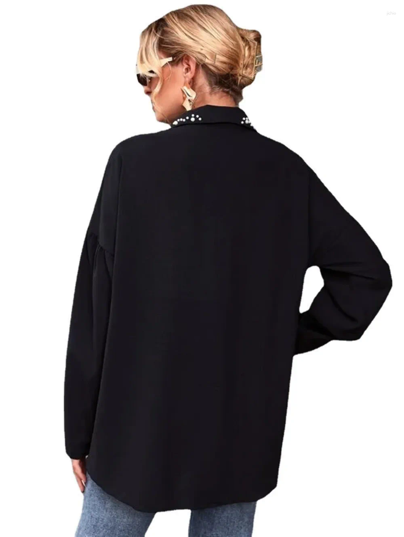 Womens Blouses CHYXSB 2024 Single Breasted Ladies Fashion Street Girl Style Women Short Shirt Long Sleeve Lapel Pure Color Lady