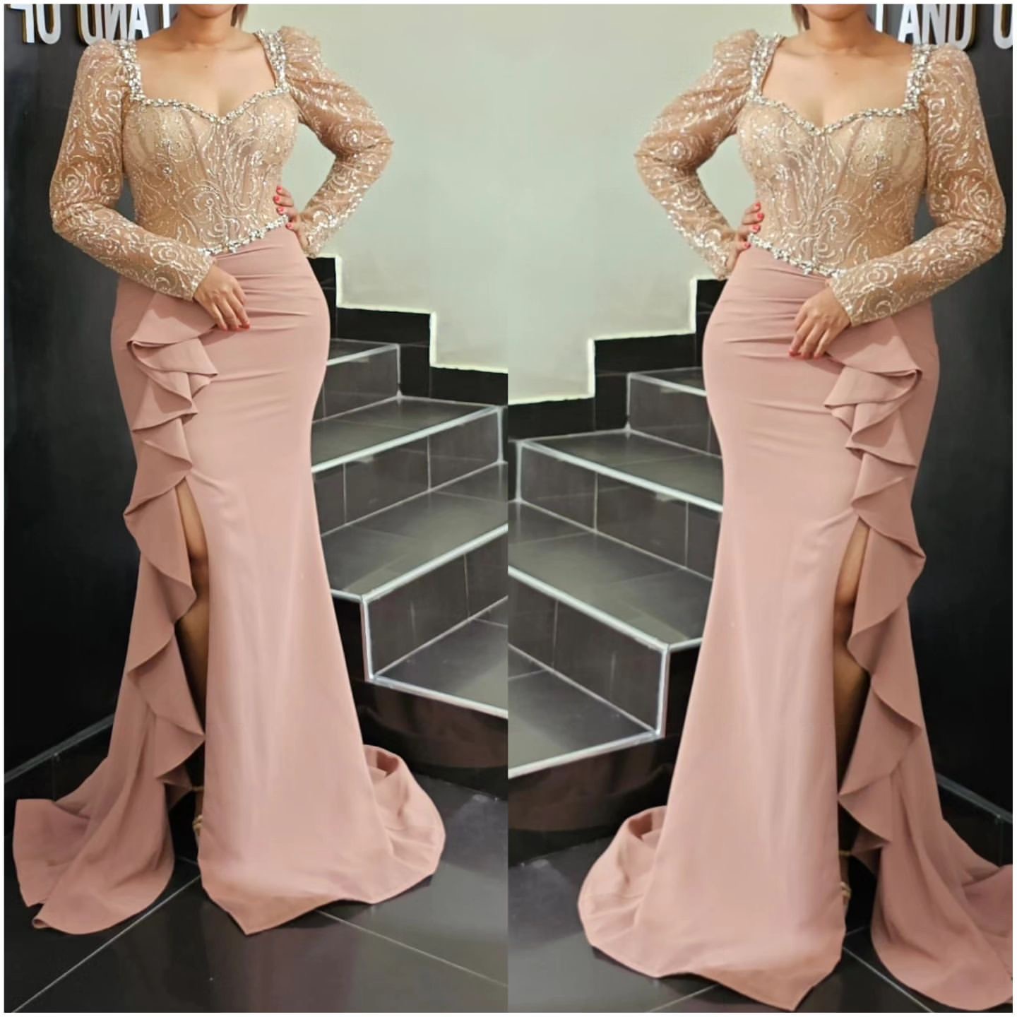 2024 Aso Ebi Arabic Blush Pink Mermaid Mother Of The Bride Dresses Lace Beaded Evening Prom Formal Party Birthday Celebrity Mother Of Groom Gowns Dres