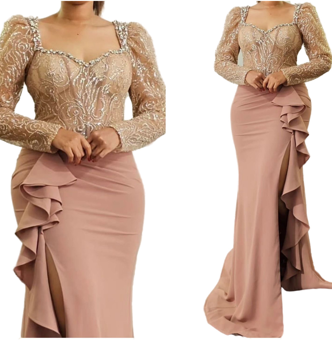 2024 Aso Ebi Arabic Blush Pink Mermaid Mother Of The Bride Dresses Lace Beaded Evening Prom Formal Party Birthday Celebrity Mother Of Groom Gowns Dres