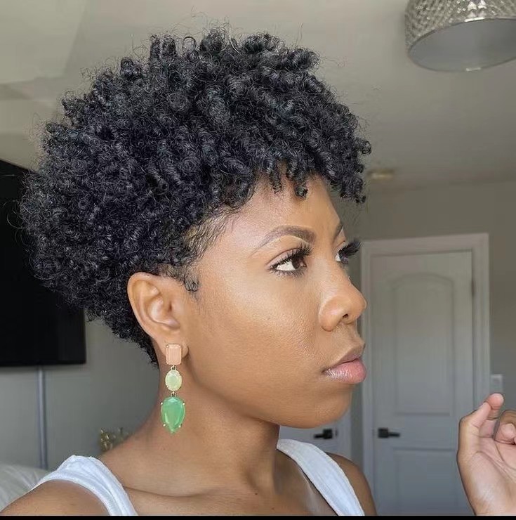 Tapered cut natural hair ponytail puff kinky curly short high drawstring ponytail human hair crochet braids updo bun topper hairpiece 120g