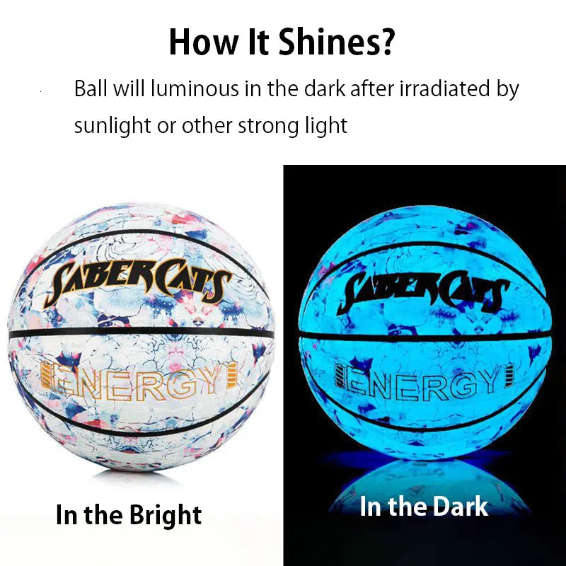 Balls Glow In The Dark Basketball Blue Purple Light Up Basketball Luminous after Sunlight Regular Size Weight Streetball for Birthday 231212 - view 7