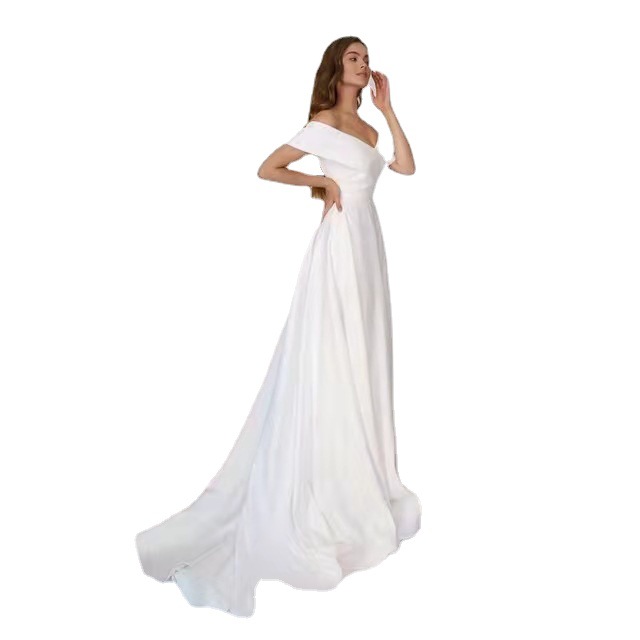 2024 Summer Boho Wedding Dress V-neck Off the Shoulder Soft Satin A-line Tulle Bridal Party Gown Custom Made For Woman Vestido De Noiva Robe Mariage