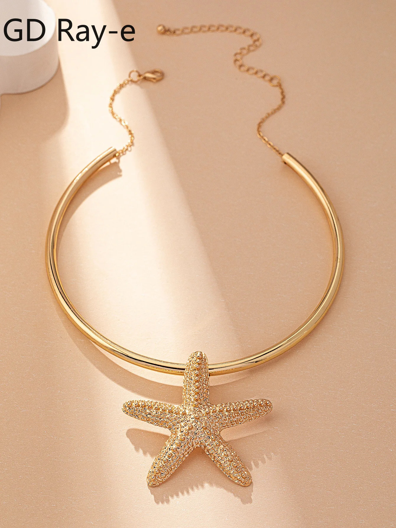 Pendant Necklaces Bohemian Golden Starfish Geometric Choker Necklace for Women Punk Exaggerated Metal Fashion Jewelry 231212