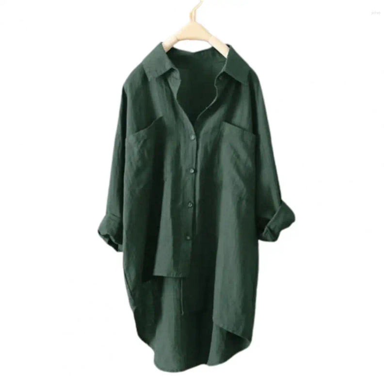Womens Blouses High Quality Casual Shirt Button Cuff Anti-shrink Elegant Pure Color Women