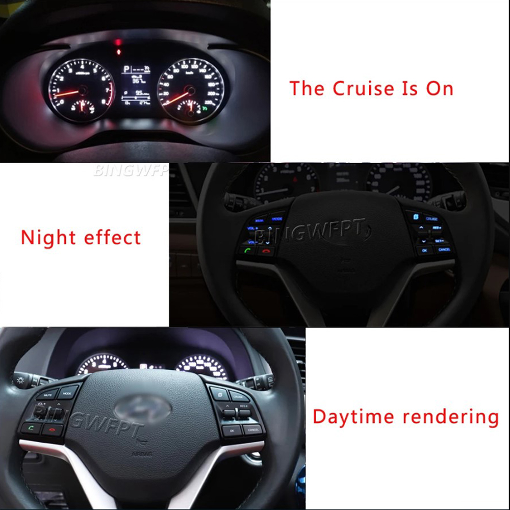 Multi Function Steering Wheel Audio Cruise Control Buttons For Hyundai Tucson 2015-2019 Wth Backlight Button Switch & Bluetooth