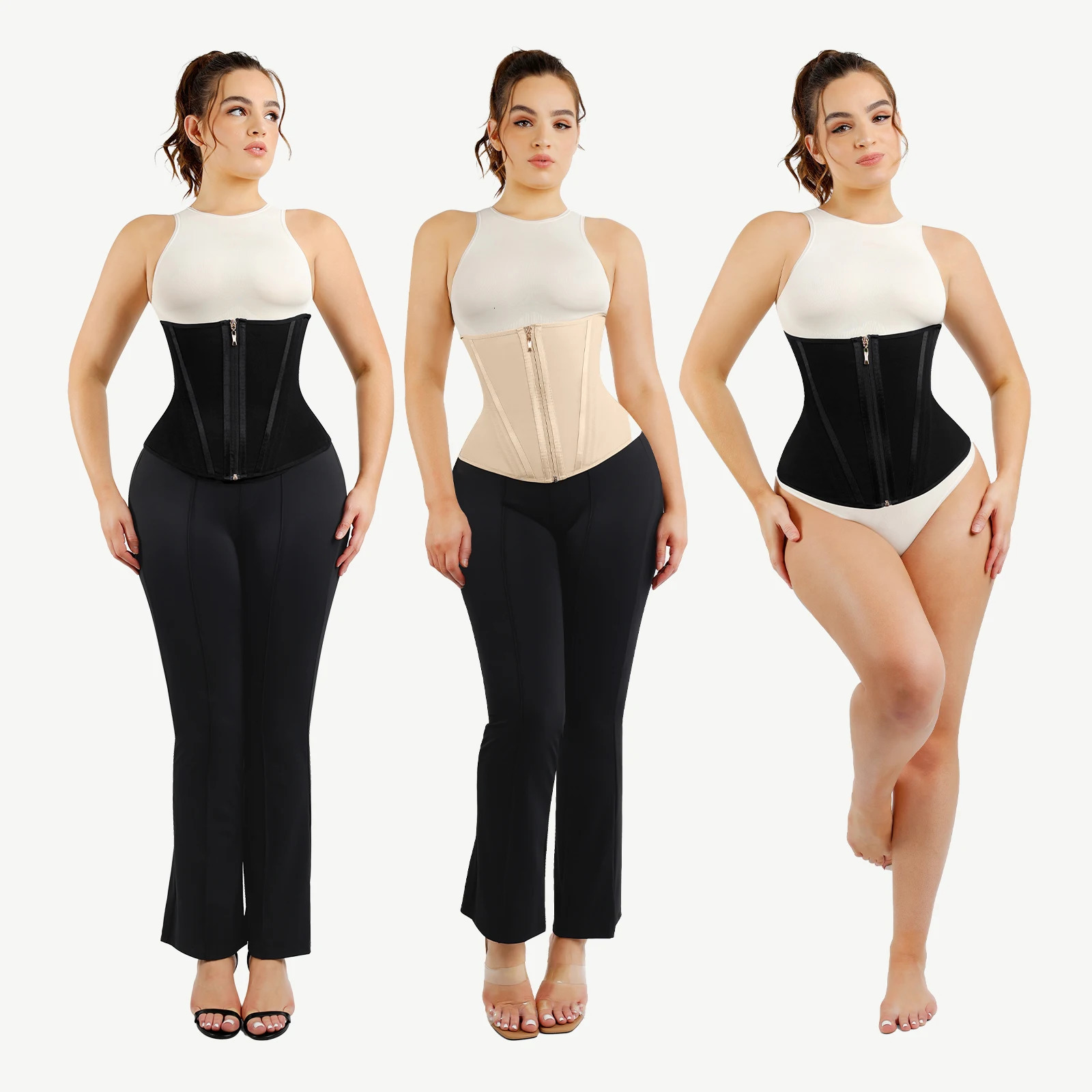 Waist Tummy Shaper Fajas Colombianas Underbust Corset Waist Cincher Trainer for Women Tummy Control Girdle Body Shaper Shapewear Postpartum Zipper 231