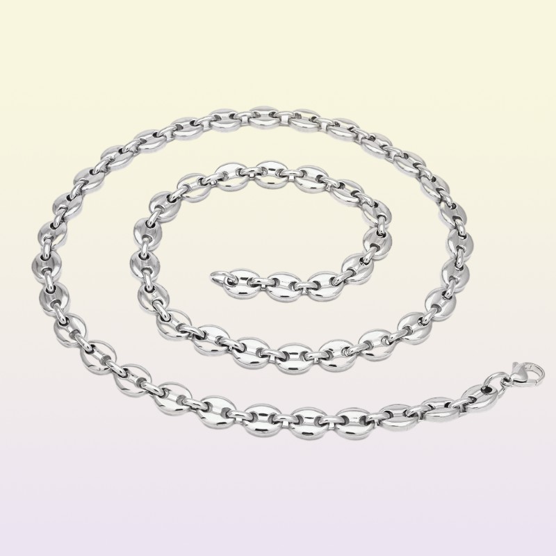 Coffee Beans Link Chain 74MM Necklace For Men Stainless Steel Rope Link chain Necklaces Fashion Hip hop Men Jewelry