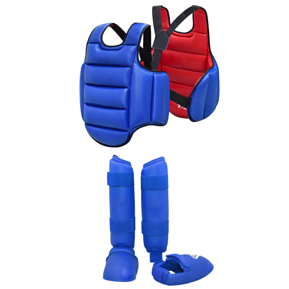 Protective Gear Karate Uniform Sparring Set Leg Guard Martial Arts Boxing Gloves Exercise Equipment Training Taekwondo Chest Body Protect 231211