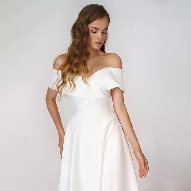 2024 Summer Boho Wedding Dress V-neck Off the Shoulder Soft Satin A-line Tulle Bridal Party Gown Custom Made For Woman Vestido De Noiva Robe Mariage