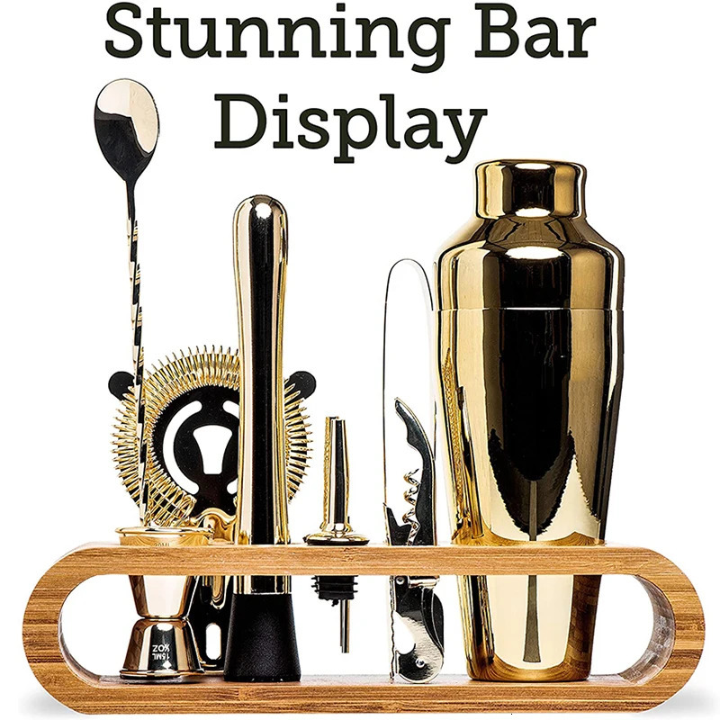Bar Tools Cocktail set Mixology Bartender Kit 10 Piece Tool Set with Stylish Bamboo Stand 231212
