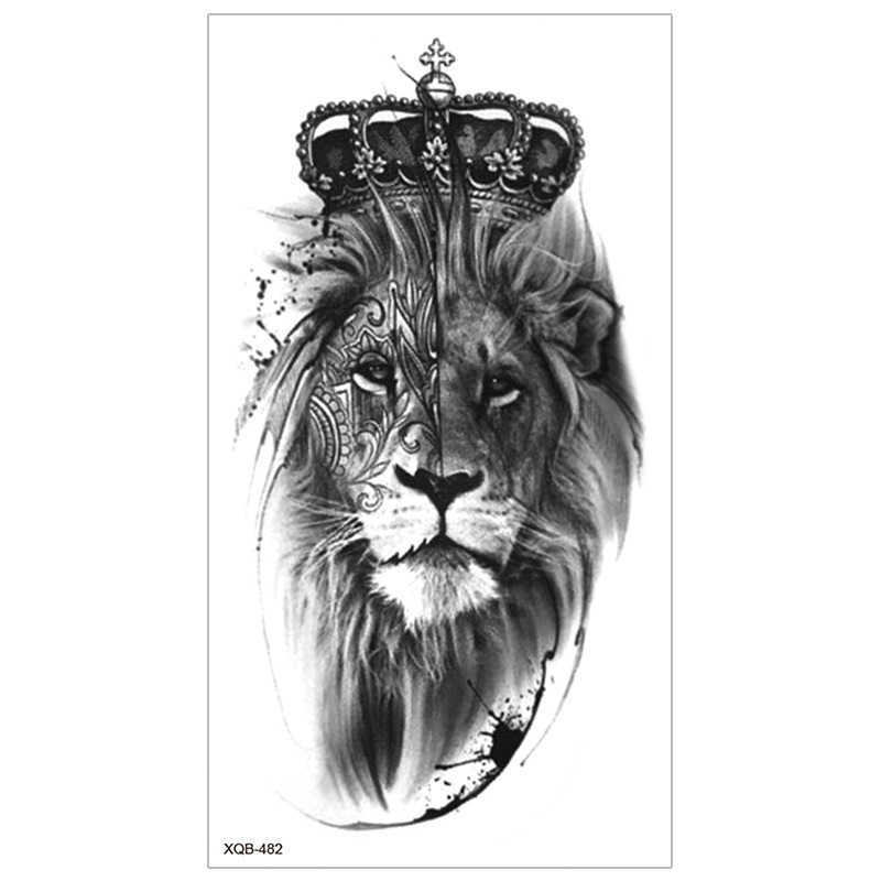 New full arm tattoo sticker beautiful snake waterproof black tiger lion