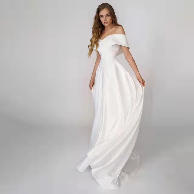 2024 Summer Boho Wedding Dress V-neck Off the Shoulder Soft Satin A-line Tulle Bridal Party Gown Custom Made For Woman Vestido De Noiva Robe Mariage