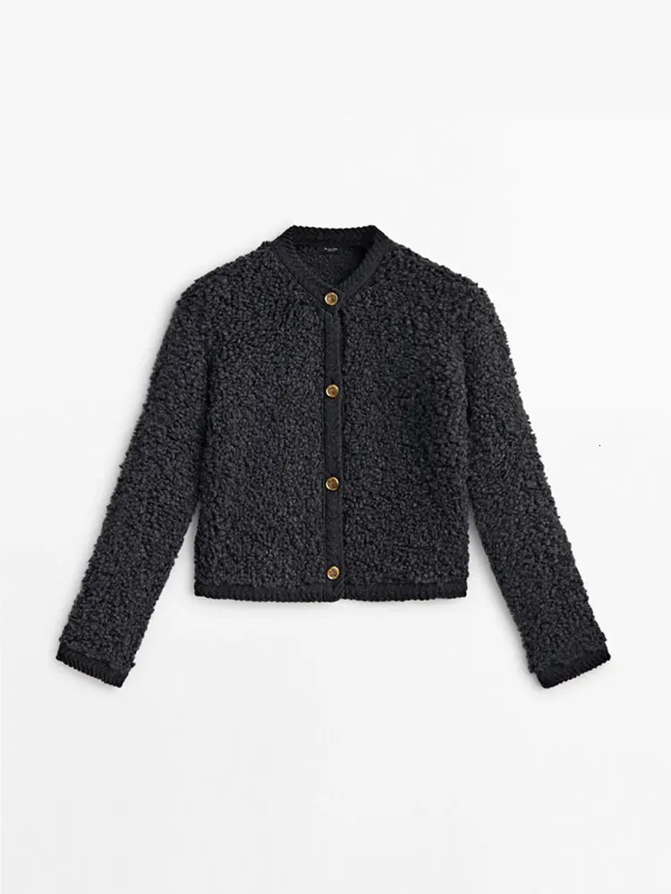 Womens Jackets Fashion Cropped Fleece Solid Plush Women Single Breasted O Neck Cashmere Cotton Coats Winter Female Commute Outwear 231212
