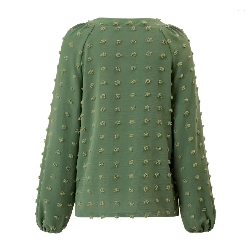 Womens Blouses 2024 Autumn Spring Blouse Fashion Casual Tops Clothing Commuter Long Sleeve Shirt V-neck Loose Top 30337